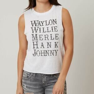 White Crow Sleeveless Tissue T-Shirt Waylon Willie Merle Johnny Shirt size small